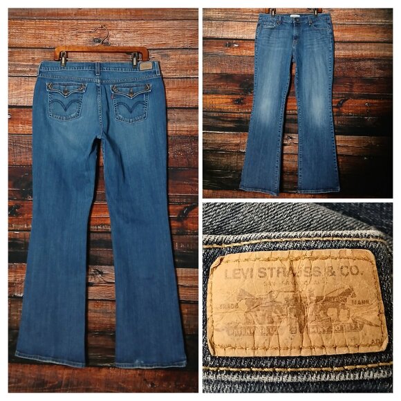 Levis 515 Jeans 16 Long Curvy Boot Cut Western Pockets Mid Rise Blue Denim - Picture 1 of 10